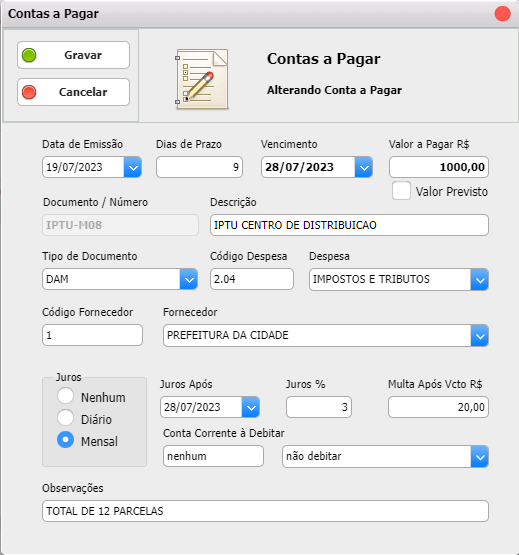 WFinancas - Contas a Pagar