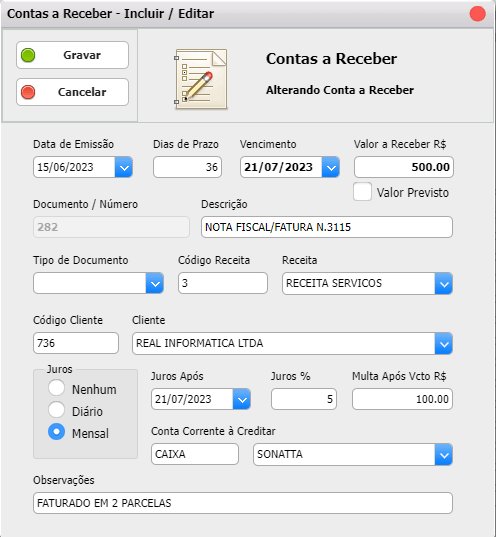 Relatórios de Contas a Receber